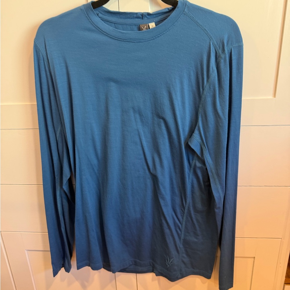 Ibex Men's Blue Wool Long Sleeve Shirt